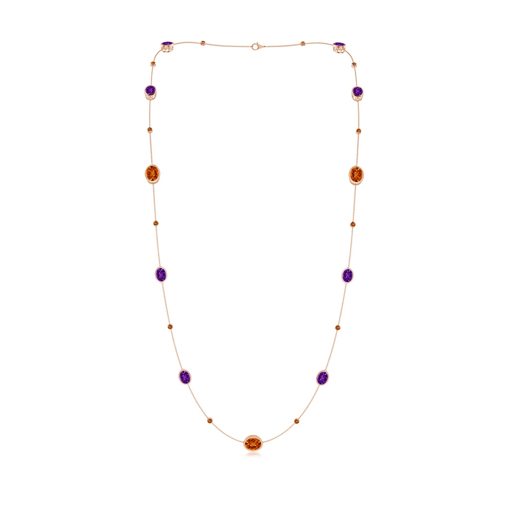 11x9mm AAAA Bezel-Set Oval Citrine and Amethyst Station Necklace in Rose Gold