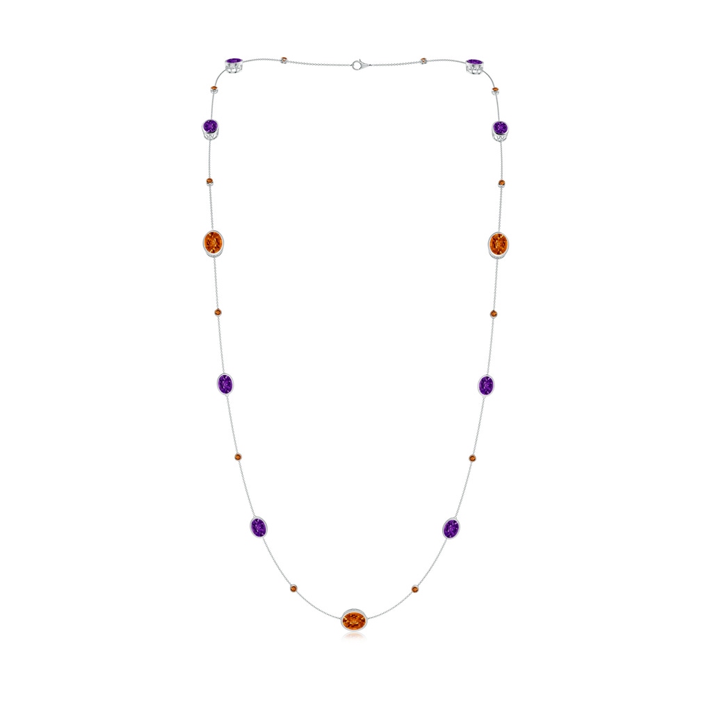 11x9mm AAAA Bezel-Set Oval Citrine and Amethyst Station Necklace in White Gold 