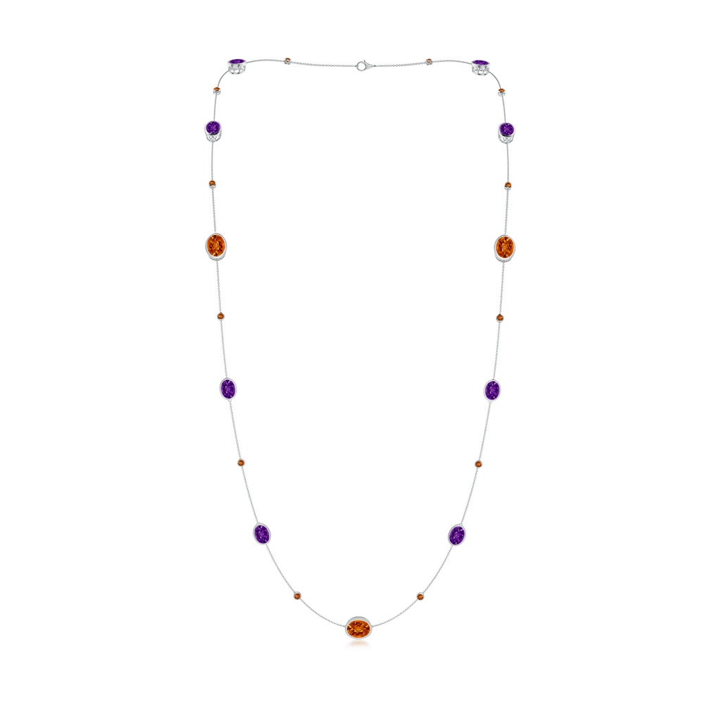 11x9mm AAAA Bezel-Set Oval Citrine and Amethyst Station Necklace in White Gold
