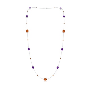 11x9mm AAAA Bezel-Set Oval Citrine and Amethyst Station Necklace in White Gold