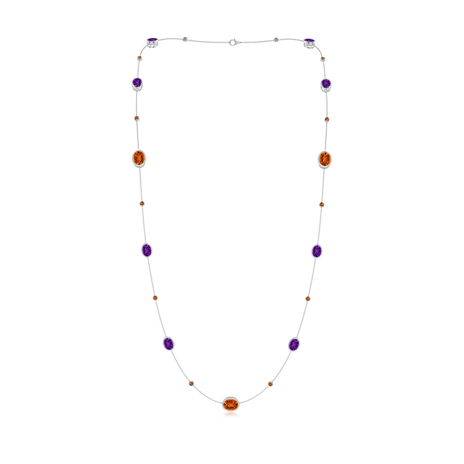 11x9mm AAAA Bezel-Set Oval Citrine and Amethyst Station Necklace in White Gold 