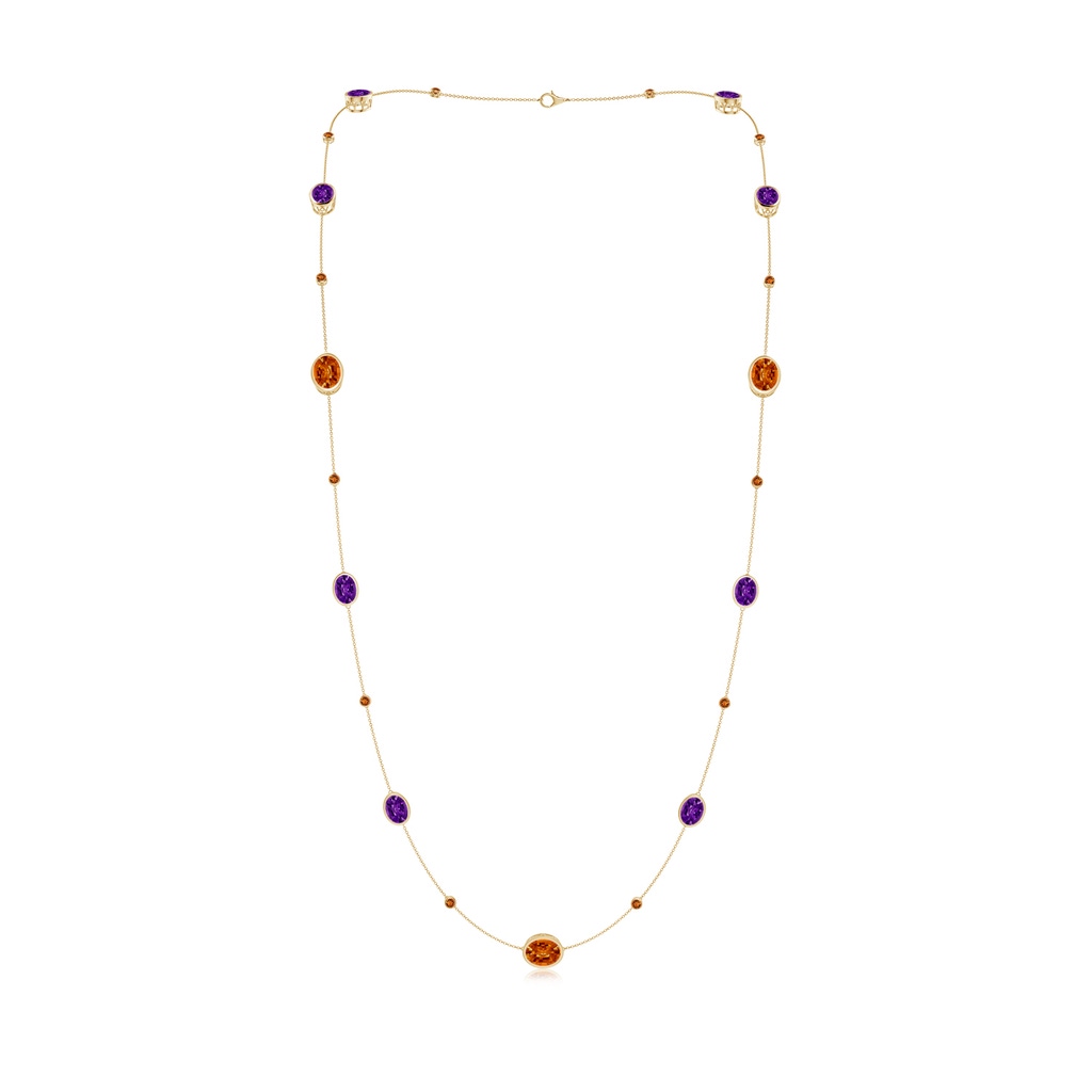 11x9mm AAAA Bezel-Set Oval Citrine and Amethyst Station Necklace in Yellow Gold