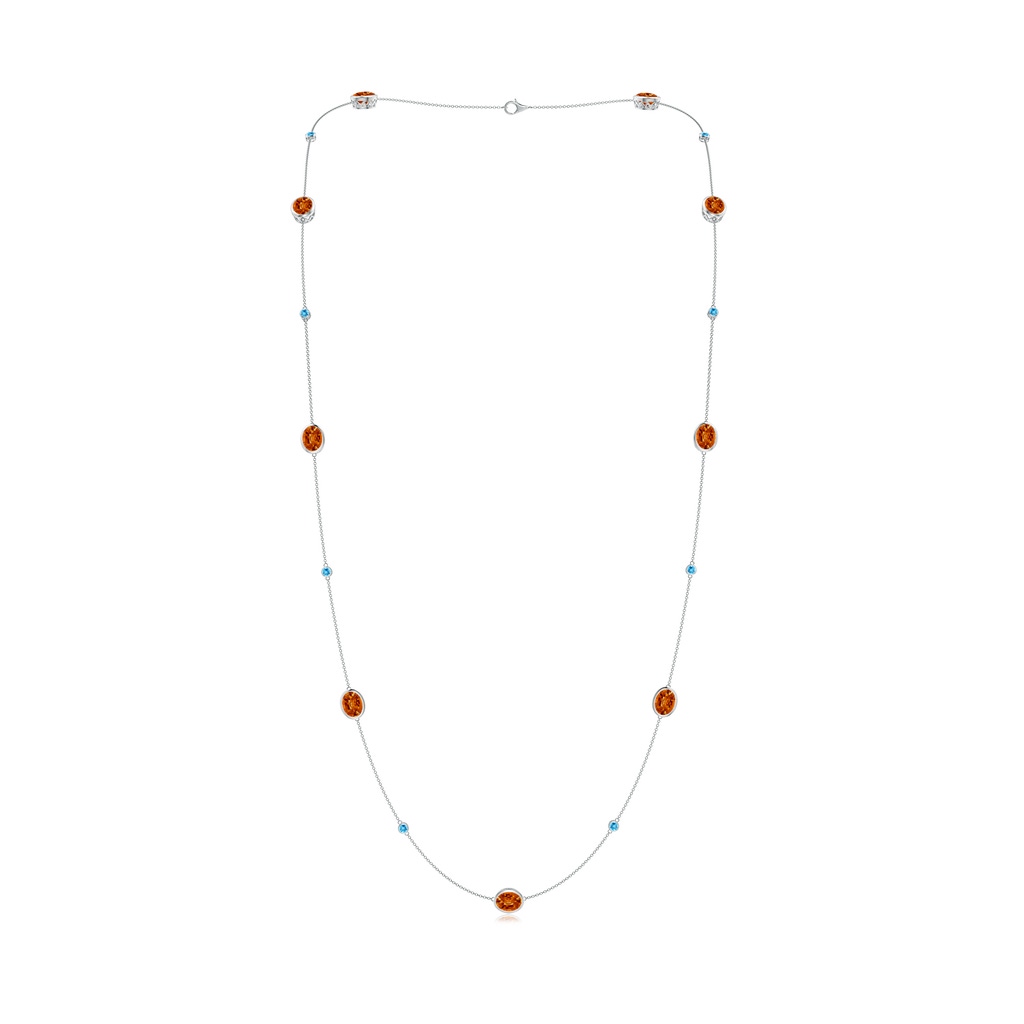 9x7mm AAAA Oval Citrine and Swiss Blue Topaz Long Station Necklace in White Gold