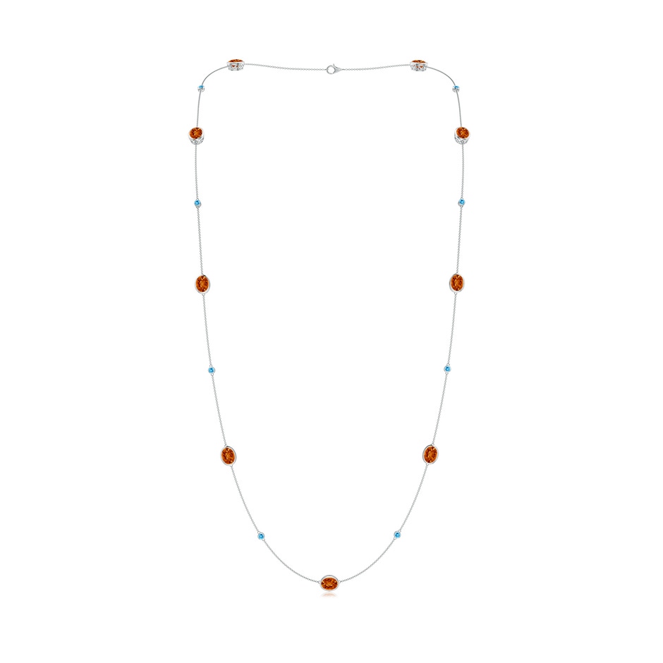 9x7mm AAAA Oval Citrine and Swiss Blue Topaz Long Station Necklace in White Gold 