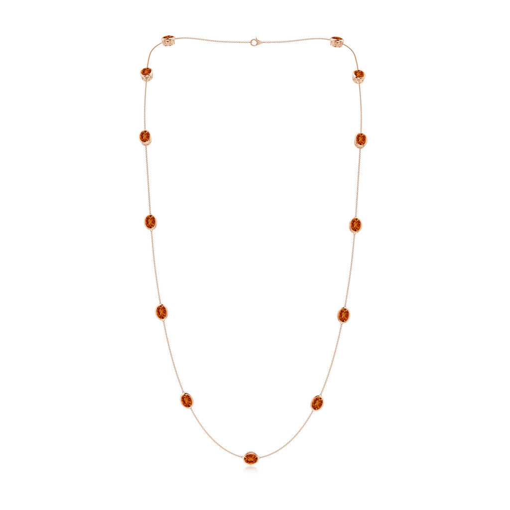 9x7mm AAAA Bezel-Set Oval Citrine Long Station Necklace in Rose Gold