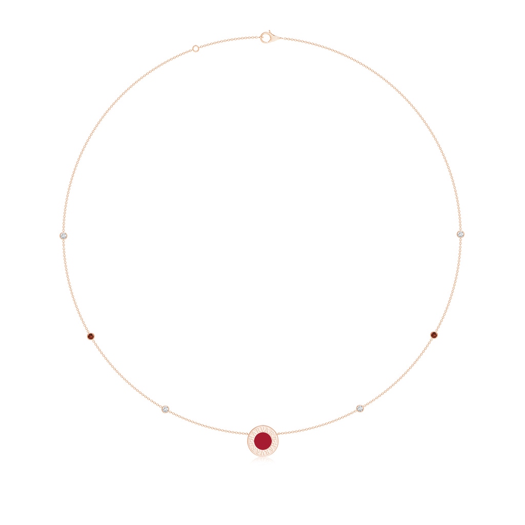 2.5mm AAA Harvard University Bezel Garnet & Diamond Station Necklace in Rose Gold