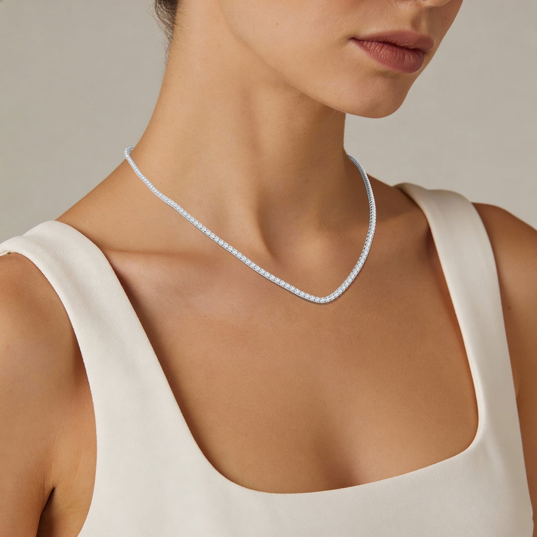 2mm FGVS 18" Prong-Set Lab-Grown Diamond Tennis Necklace in White Gold - body_view 1