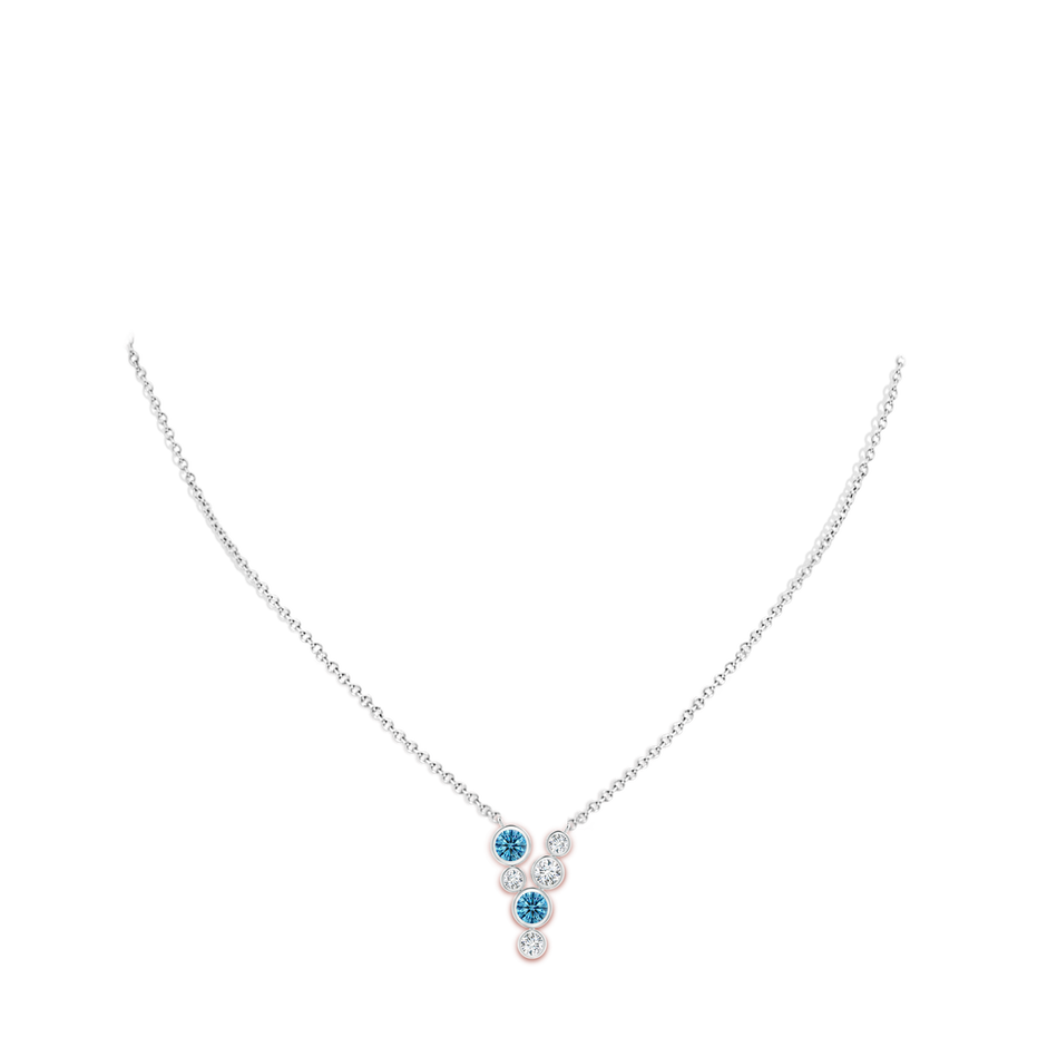 4.2mm Labgrown Bezel-Set Scattered Lab-Grown Fancy Intense Blue Diamond Necklace in White Gold pen