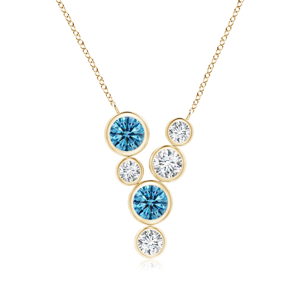 4.2mm Labgrown Bezel-Set Scattered Lab-Grown Fancy Intense Blue Diamond Necklace in Yellow Gold