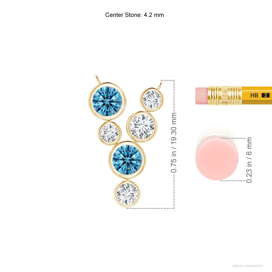 4.2mm Labgrown Bezel-Set Scattered Lab-Grown Fancy Intense Blue Diamond Necklace in Yellow Gold ruler