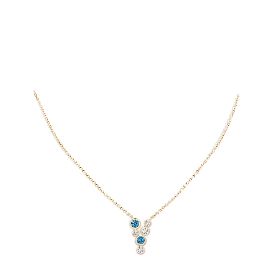 4.2mm Labgrown Bezel-Set Scattered Lab-Grown Fancy Intense Blue Diamond Necklace in Yellow Gold pen