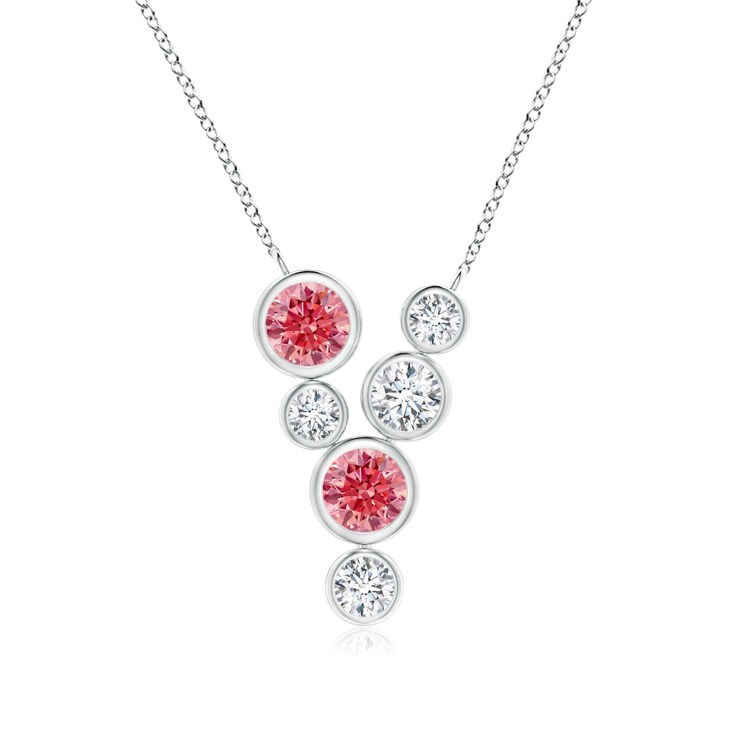 4.2mm Labgrown Bezel-Set Scattered Lab-Grown Pink Diamond Necklace in White Gold