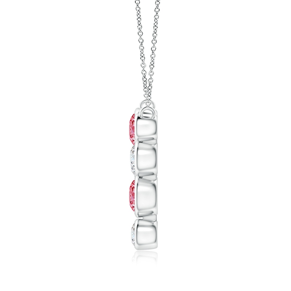 4.2mm Labgrown Bezel-Set Scattered Lab-Grown Pink Diamond Necklace in White Gold side 199