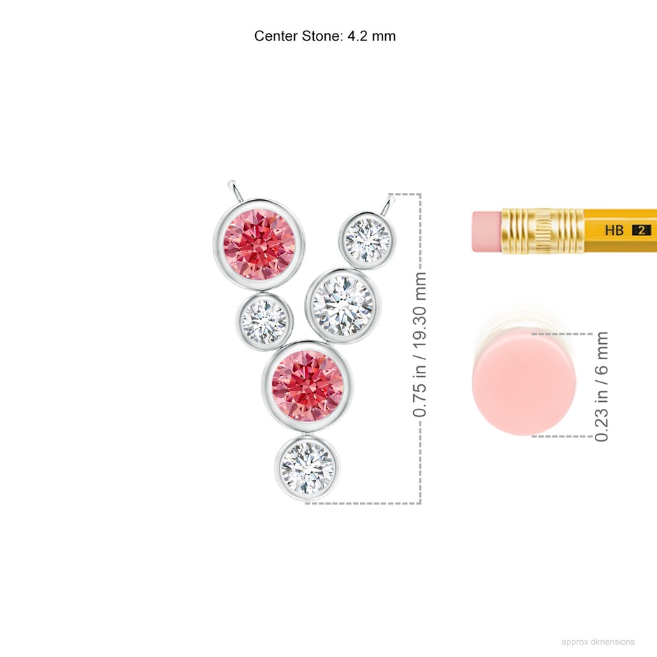 4.2mm Labgrown Bezel-Set Scattered Lab-Grown Pink Diamond Necklace in White Gold ruler