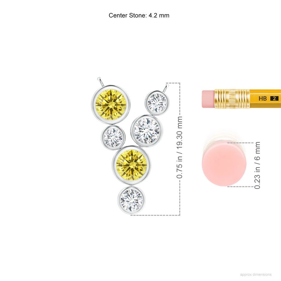 4.2mm Labgrown Bezel-Set Scattered Lab-Grown Fancy Intense Yellow Diamond Necklace in White Gold ruler