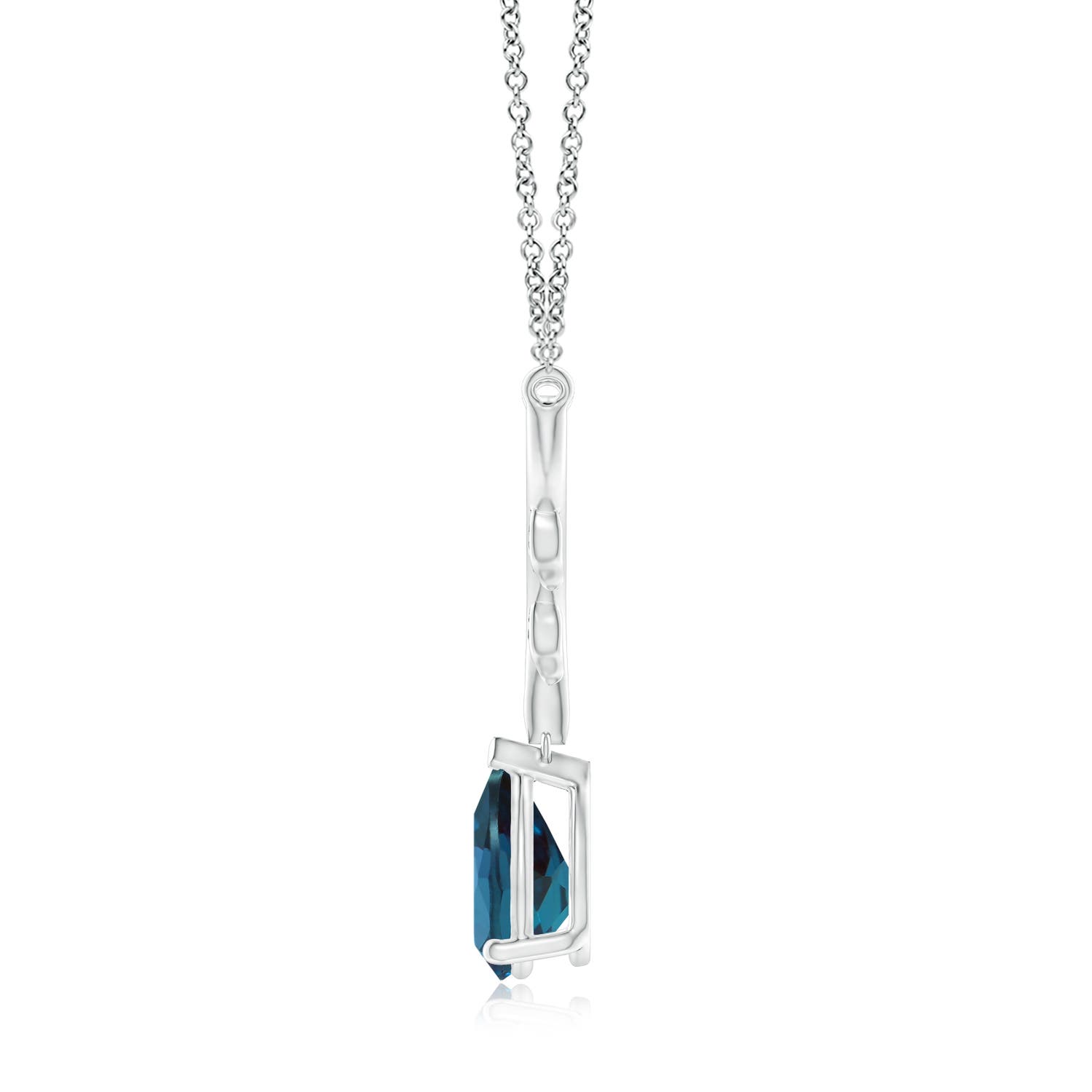 10x7mm Labgrown Pear-Shaped Lab-Grown Alexandrite Necklace with Leaf Motifs in 18K White Gold