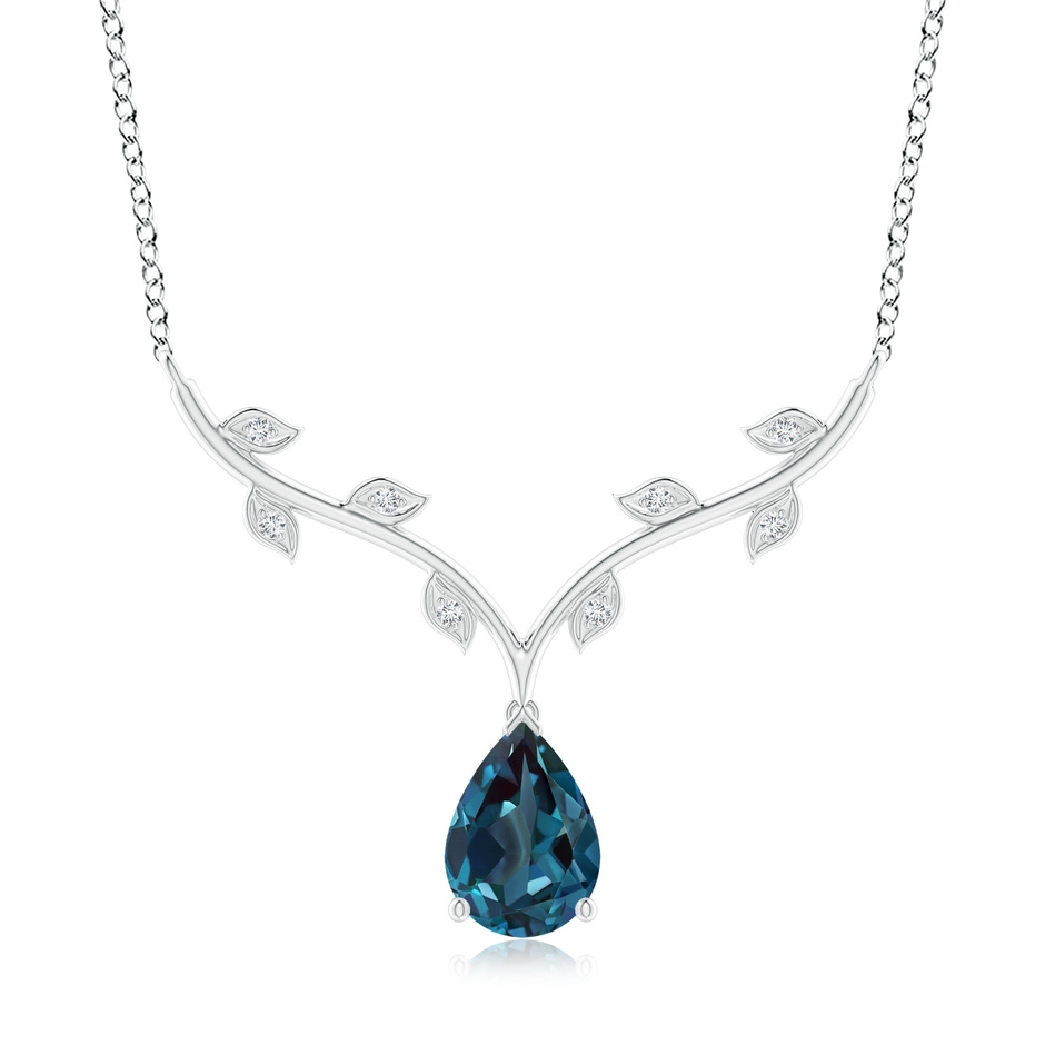 10x7mm Labgrown Pear-Shaped Lab-Grown Alexandrite Necklace with Leaf Motifs in P950 Platinum 