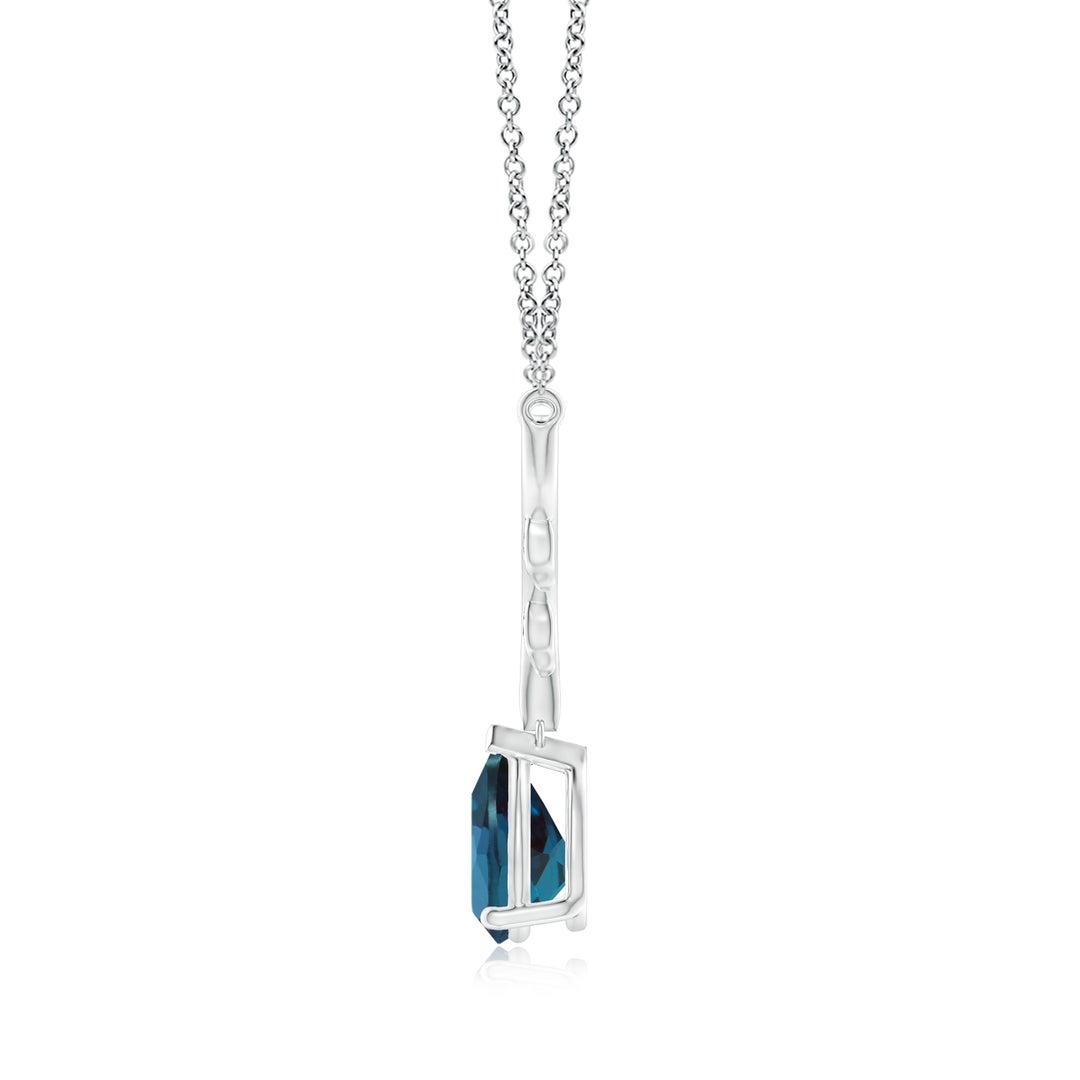 9x6mm Labgrown Pear-Shaped Lab-Grown Alexandrite Necklace with Leaf Motifs in White Gold - side 3