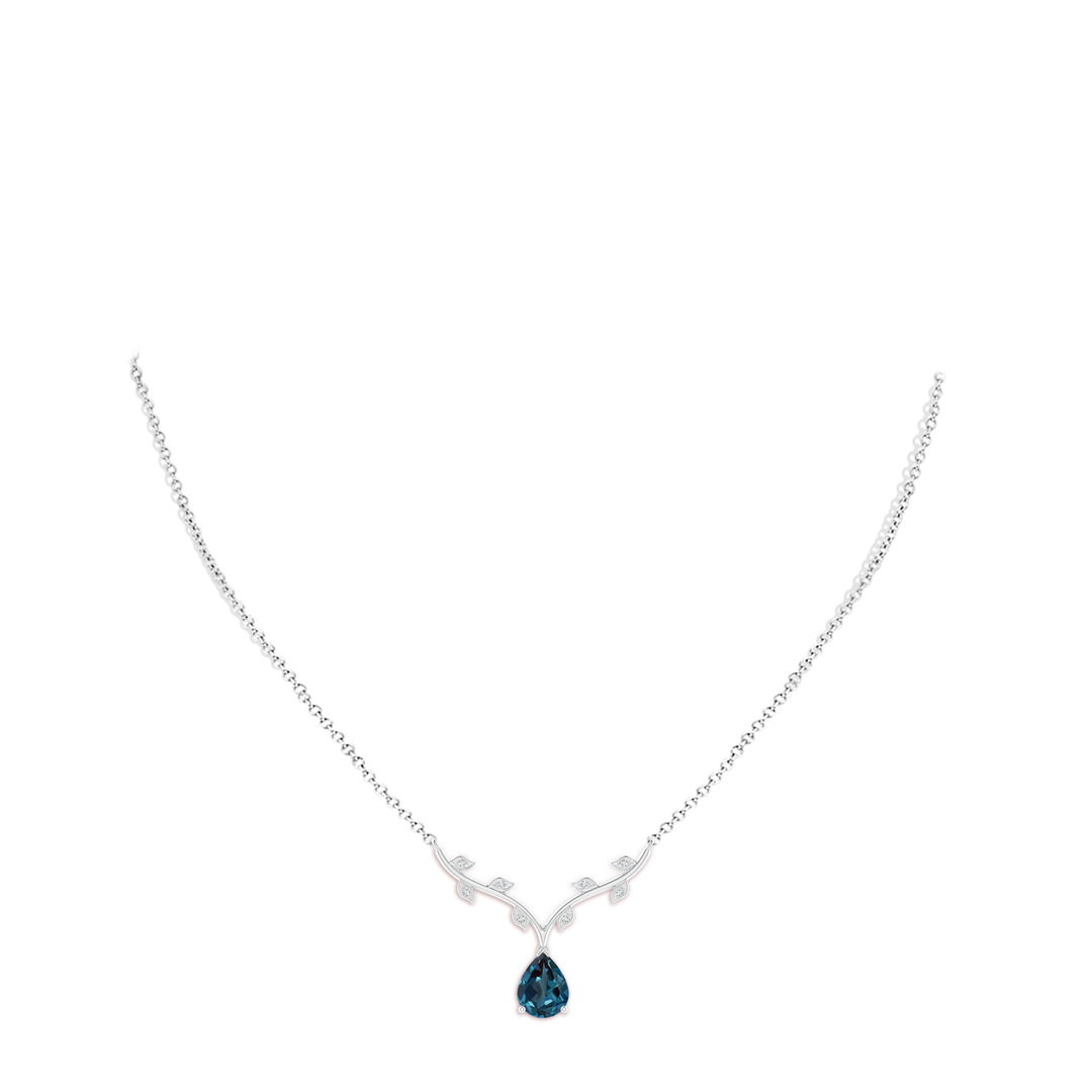 9x6mm Labgrown Pear-Shaped Lab-Grown Alexandrite Necklace with Leaf Motifs in White Gold - body_neck