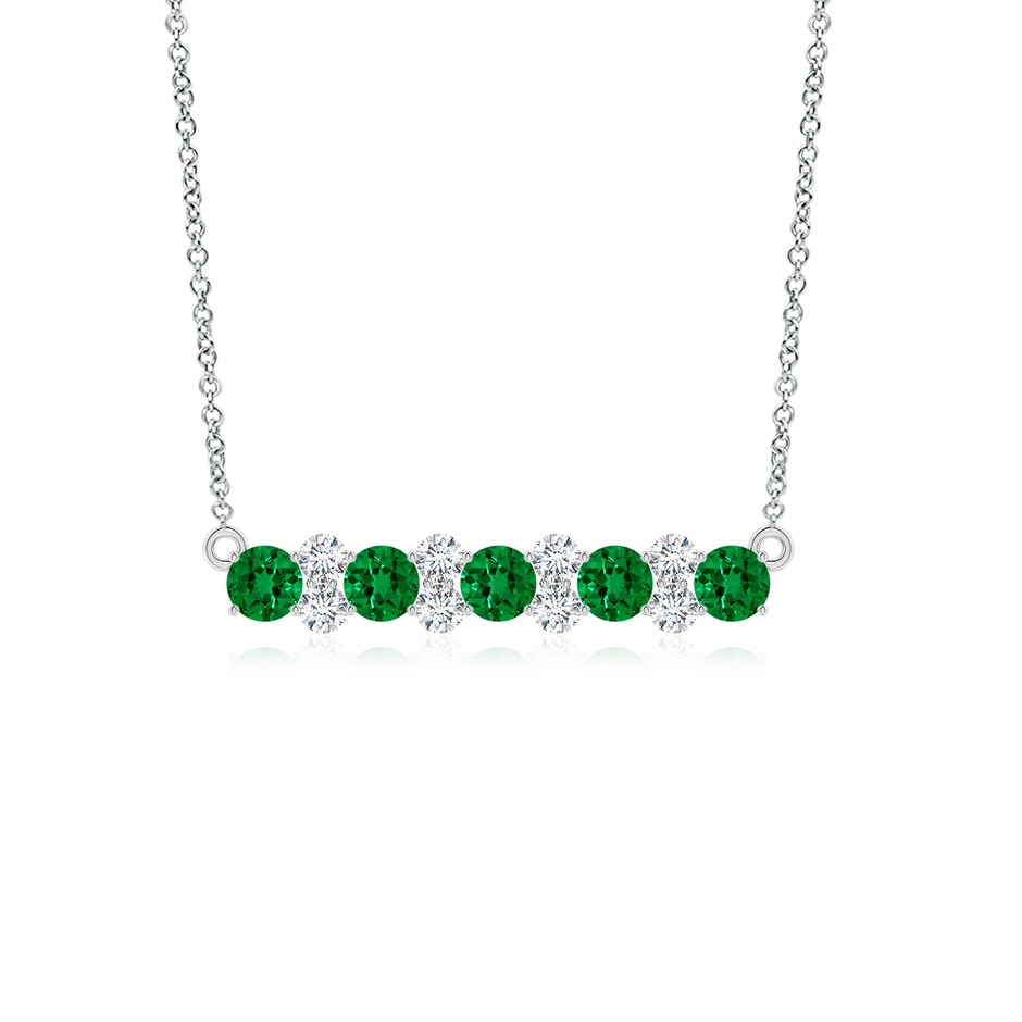 4mm Labgrown Round Lab-Grown Emerald and Diamond Garland Necklace in 18K White Gold 