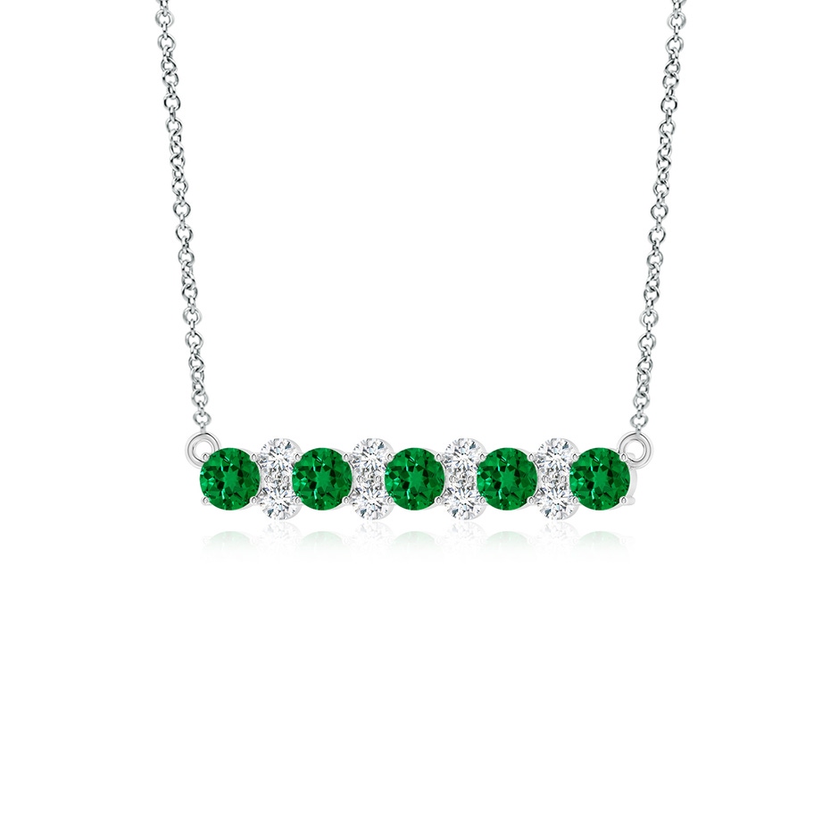 4mm Labgrown Round Lab-Grown Emerald and Diamond Garland Necklace in 18K White Gold side 199