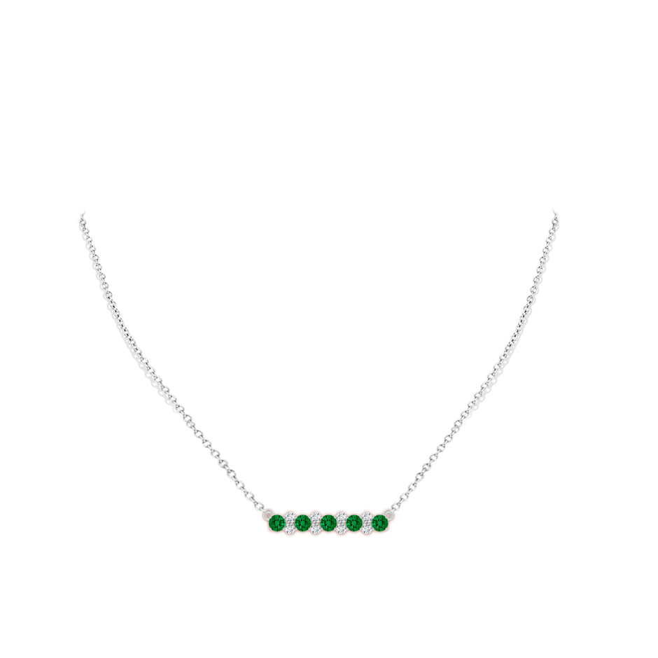 4mm Labgrown Round Lab-Grown Emerald and Diamond Garland Necklace in 18K White Gold pen