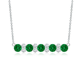 5mm Labgrown Round Lab-Grown Emerald and Diamond Garland Necklace in P950 Platinum