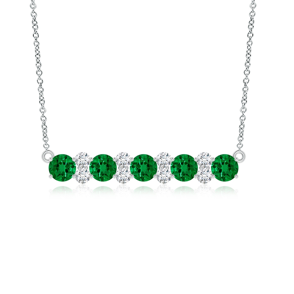 5mm Labgrown Round Lab-Grown Emerald and Diamond Garland Necklace in White Gold