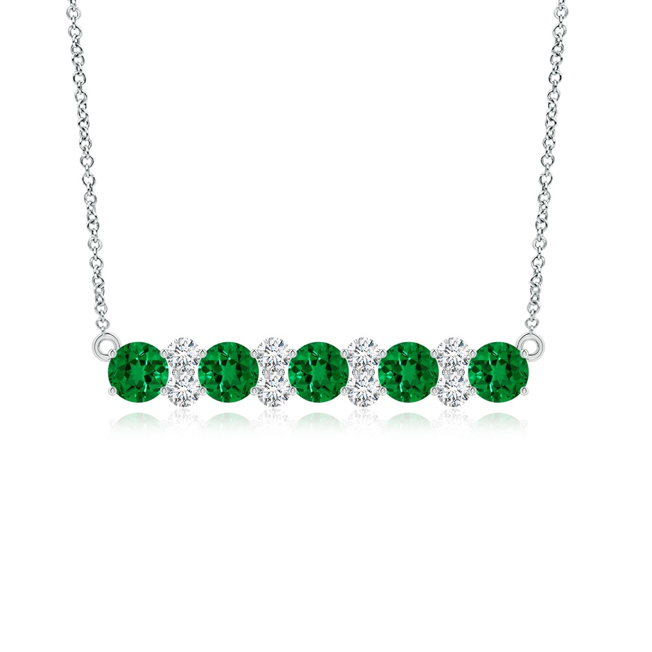 5mm Labgrown Round Lab-Grown Emerald and Diamond Garland Necklace in White Gold 