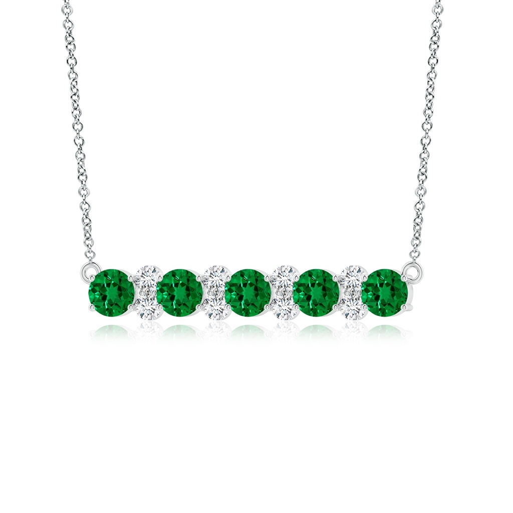 5mm Labgrown Round Lab-Grown Emerald and Diamond Garland Necklace in White Gold Side 199