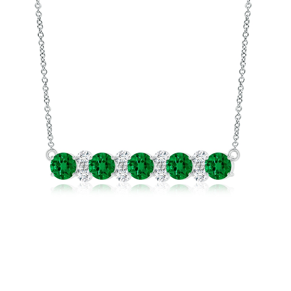 5mm Labgrown Round Lab-Grown Emerald and Diamond Garland Necklace in White Gold side 199