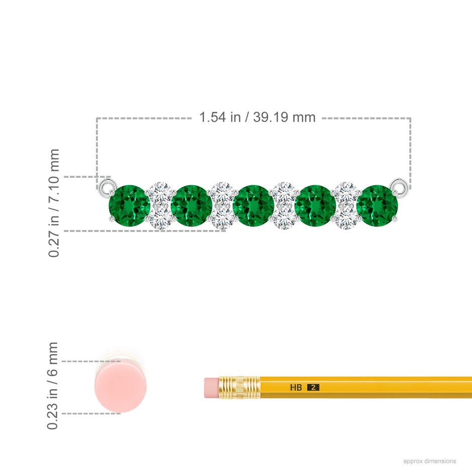 5mm Labgrown Round Lab-Grown Emerald and Diamond Garland Necklace in White Gold ruler