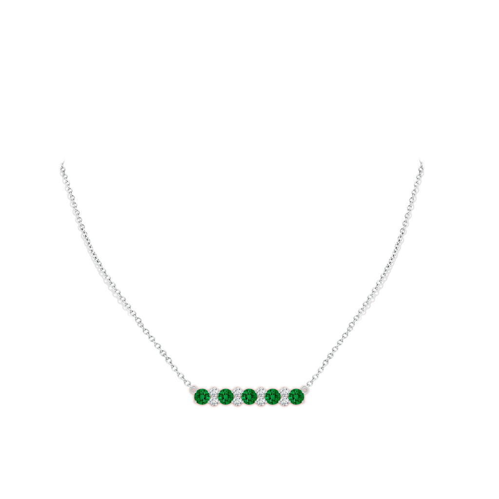 5mm Labgrown Round Lab-Grown Emerald and Diamond Garland Necklace in White Gold pen