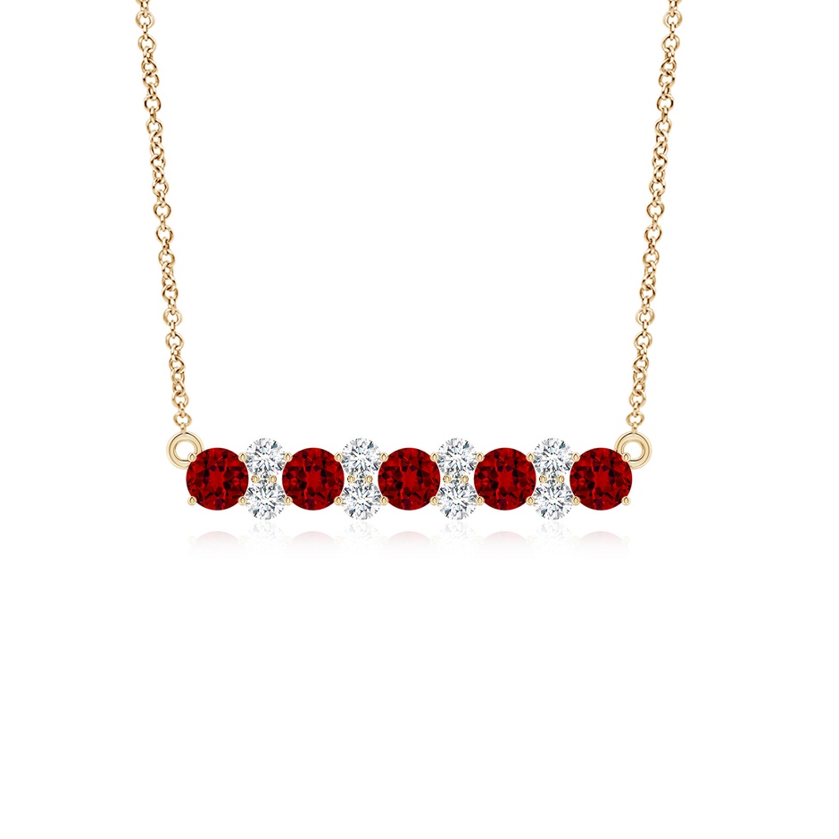 4mm Labgrown Round Lab-Grown Ruby and Diamond Garland Necklace in Yellow Gold 