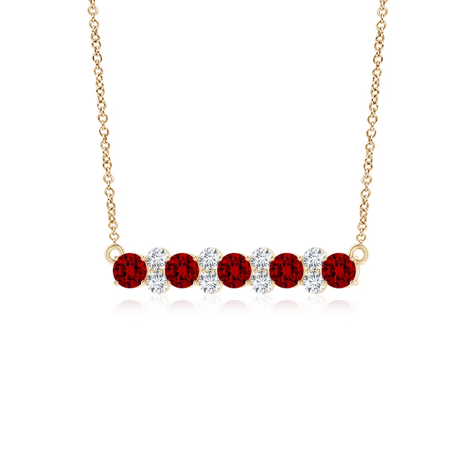 4mm Labgrown Round Lab-Grown Ruby and Diamond Garland Necklace in Yellow Gold side 199