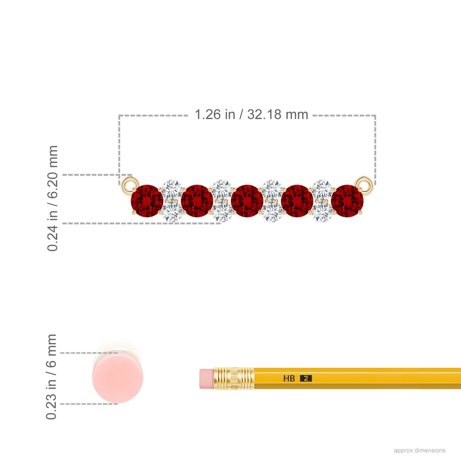 4mm Labgrown Round Lab-Grown Ruby and Diamond Garland Necklace in Yellow Gold ruler