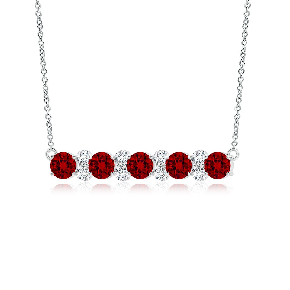 5mm Labgrown Round Lab-Grown Ruby and Diamond Garland Necklace in White Gold side 199