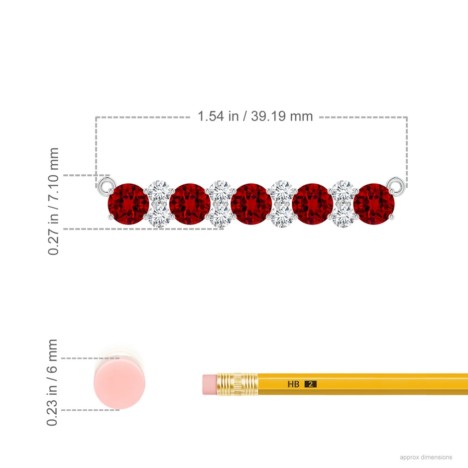 5mm Labgrown Round Lab-Grown Ruby and Diamond Garland Necklace in White Gold ruler