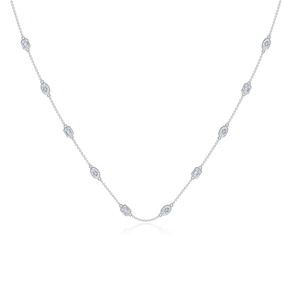 5x3mm FGVS Oval and Emerald-Cut Lab-Grown Diamond Station Necklace in White Gold