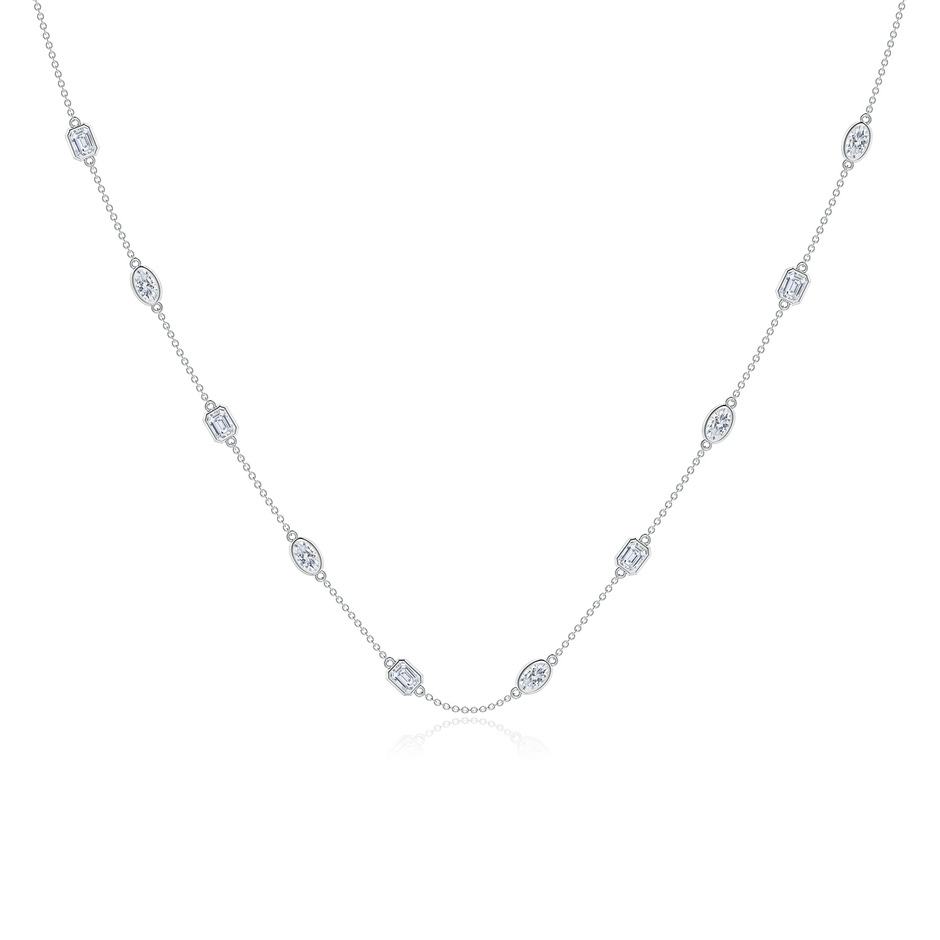 5x3mm FGVS Oval and Emerald-Cut Lab-Grown Diamond Station Necklace in White Gold 