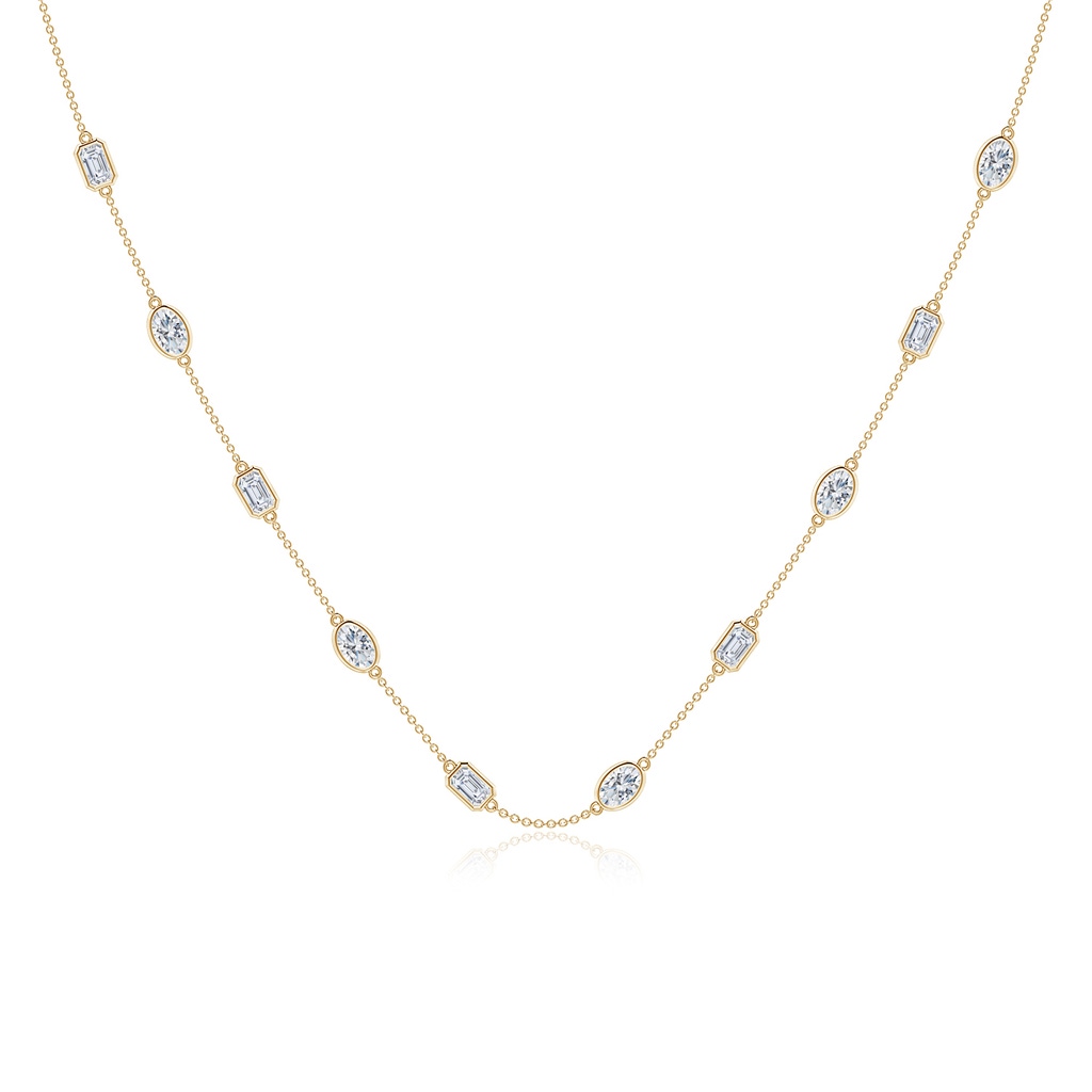 6x4mm FGVS Oval and Emerald-Cut Lab-Grown Diamond Station Necklace in Yellow Gold