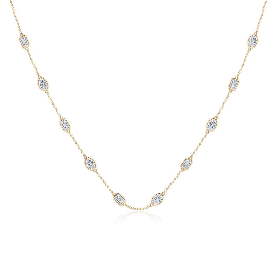 6x4mm FGVS Oval and Emerald-Cut Lab-Grown Diamond Station Necklace in Yellow Gold 