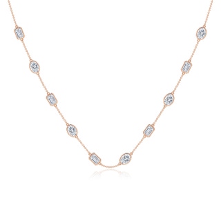 7x5mm FGVS Oval and Emerald-Cut Lab-Grown Diamond Station Necklace in 18K Rose Gold