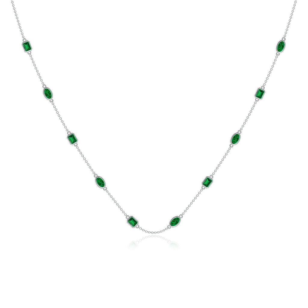 5x3mm Labgrown Oval and Emerald-Cut Lab-Grown Emerald Station Necklace in P950 Platinum