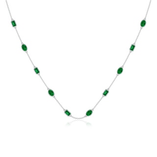 6x4mm Labgrown Oval and Emerald-Cut Lab-Grown Emerald Station Necklace in P950 Platinum