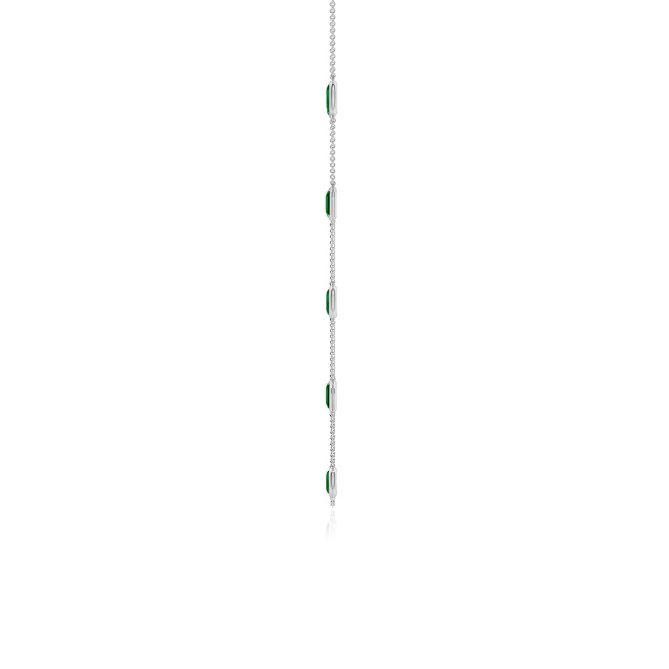 6x4mm Labgrown Oval and Emerald-Cut Lab-Grown Emerald Station Necklace in White Gold side 199