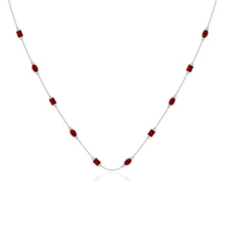 5x3mm Labgrown Oval and Emerald-Cut Lab-Grown Ruby Station Necklace in P950 Platinum