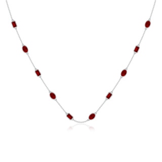 6x4mm Labgrown Oval and Emerald-Cut Lab-Grown Ruby Station Necklace in P950 Platinum