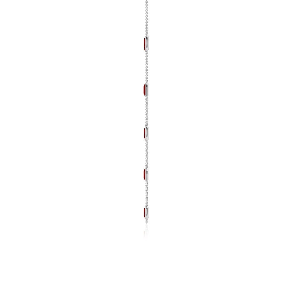 6x4mm Labgrown Oval and Emerald-Cut Lab-Grown Ruby Station Necklace in White Gold - side 199