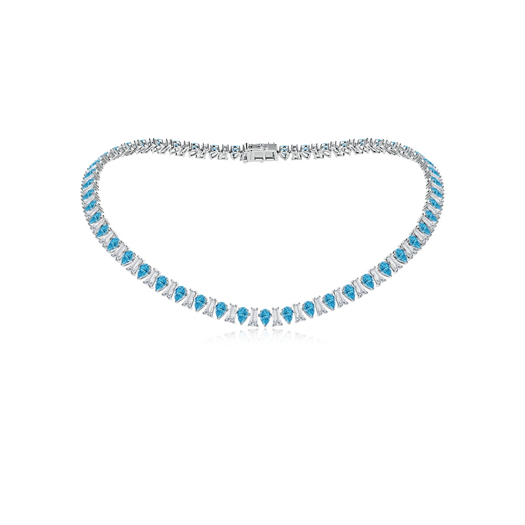 6x4mm Labgrown Aurora Alternating Pear and Baguette Lab-Grown Fancy Intense Blue Diamond Tennis Necklace in 18K White Gold